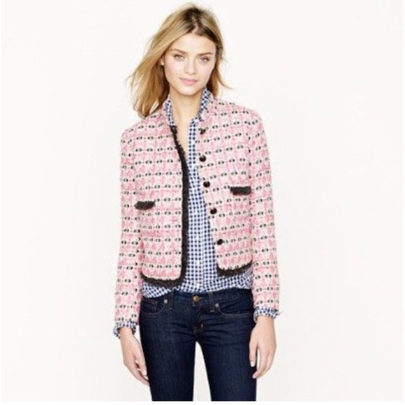 J.Crew Collection Sparkle Tweed Pink Lady Jacket Blazer Barbie - Picture 1 of 16